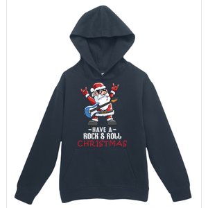 Rock And Roll Guitar Santa Christmas Rock Music Lover Gift Urban Pullover Hoodie