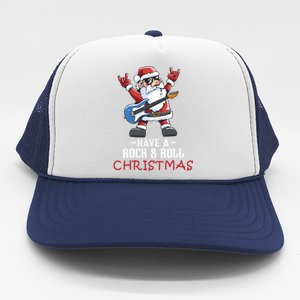 Rock And Roll Guitar Santa Christmas Rock Music Lover Gift Trucker Hat