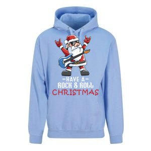 Rock And Roll Guitar Santa Christmas Rock Music Lover Gift Unisex Surf Hoodie