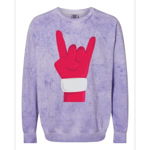 Rock And Roll Hand Santa Christmas Xmas Music Fans Musician Gift Colorblast Crewneck Sweatshirt