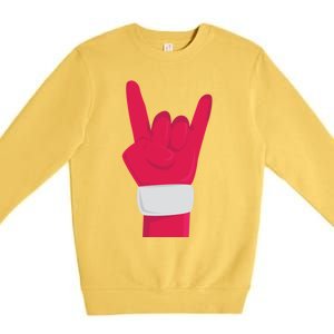 Rock And Roll Hand Santa Christmas Xmas Music Fans Musician Gift Premium Crewneck Sweatshirt