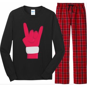 Rock And Roll Hand Santa Christmas Xmas Music Fans Musician Gift Long Sleeve Pajama Set