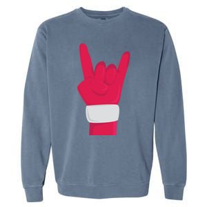 Rock And Roll Hand Santa Christmas Xmas Music Fans Musician Gift Garment-Dyed Sweatshirt