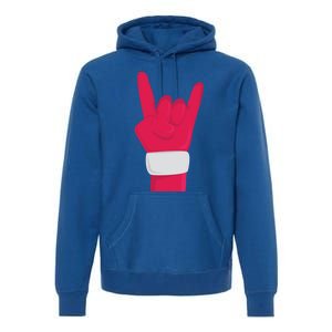 Rock And Roll Hand Santa Christmas Xmas Music Fans Musician Gift Premium Hoodie