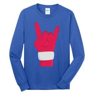 Rock And Roll Hand Santa Christmas Xmas Music Fans Musician Gift Tall Long Sleeve T-Shirt