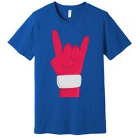 Rock And Roll Hand Santa Christmas Xmas Music Fans Musician Gift Premium T-Shirt