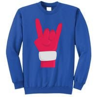 Rock And Roll Hand Santa Christmas Xmas Music Fans Musician Gift Tall Sweatshirt