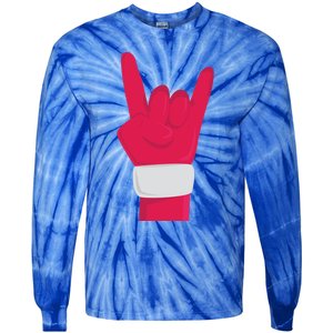 Rock And Roll Hand Santa Christmas Xmas Music Fans Musician Gift Tie-Dye Long Sleeve Shirt