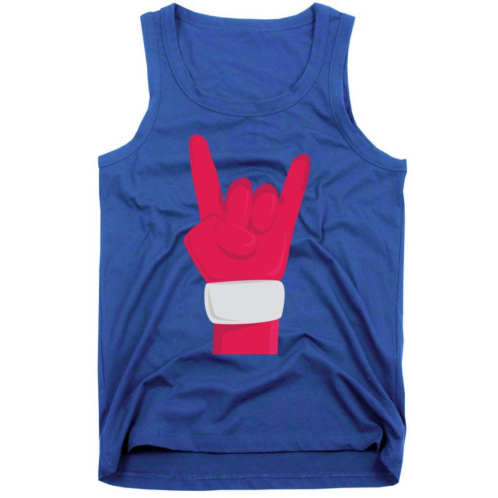 Rock And Roll Hand Santa Christmas Xmas Music Fans Musician Gift Tank Top