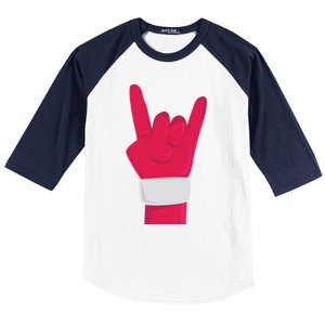 Rock And Roll Hand Santa Christmas Xmas Music Fans Musician Gift Baseball Sleeve Shirt