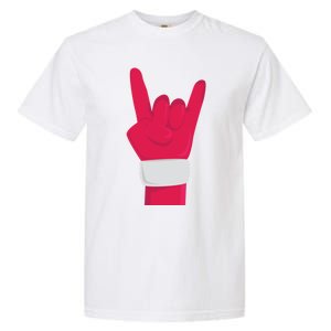 Rock And Roll Hand Santa Christmas Xmas Music Fans Musician Gift Garment-Dyed Heavyweight T-Shirt