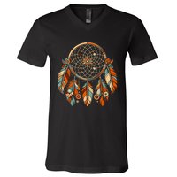 Retro Art Style Christmas Cool Dreamcatcher Symbol V-Neck T-Shirt