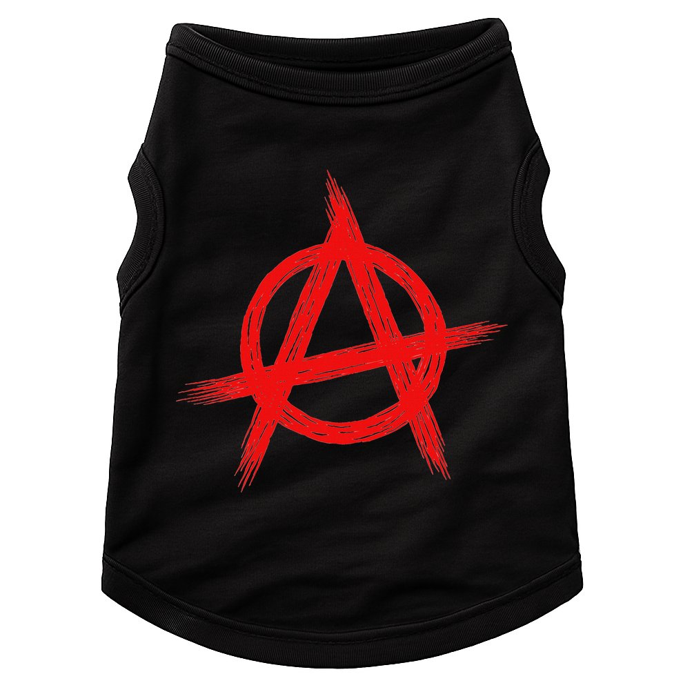 Red Anarchist Symbol Distressed Political Anarchy Rock Star Doggie Tank