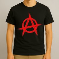 Red Anarchist Symbol Distressed Political Anarchy Rock Star T-Shirt