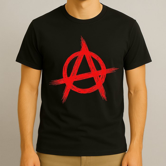 Red Anarchist Symbol Distressed Political Anarchy Rock Star T-Shirt