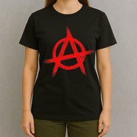 Red Anarchist Symbol Distressed Political Anarchy Rock Star T-Shirt