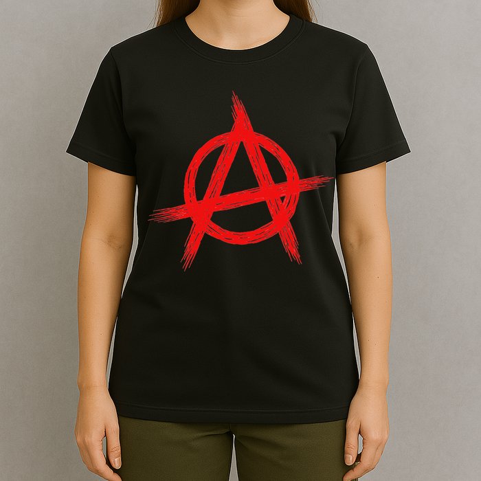 Red Anarchist Symbol Distressed Political Anarchy Rock Star T-Shirt