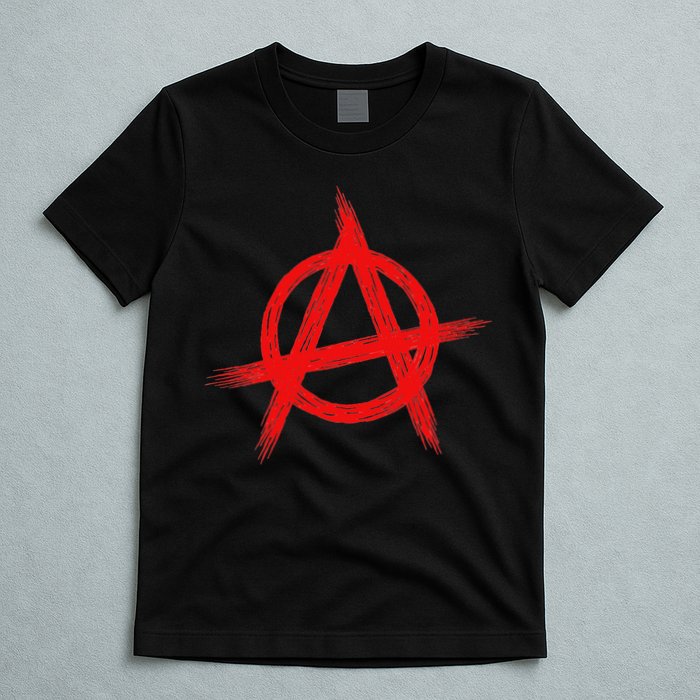 Red Anarchist Symbol Distressed Political Anarchy Rock Star T-Shirt