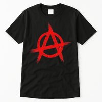 Red Anarchist Symbol Distressed Political Anarchy Rock Star Tall T-Shirt