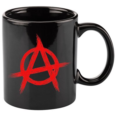 Red Anarchist Symbol Distressed Political Anarchy Rock Star 11oz C Handle Ceramic Mug