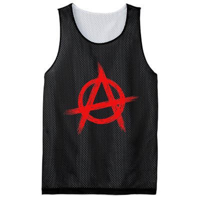 Red Anarchist Symbol Distressed Political Anarchy Rock Star Mesh Reversible Basketball Jersey Tank