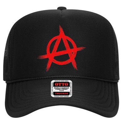 Red Anarchist Symbol Distressed Political Anarchy Rock Star Hat