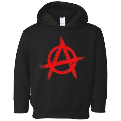 Red Anarchist Symbol Distressed Political Anarchy Rock Star Toddler Hoodie