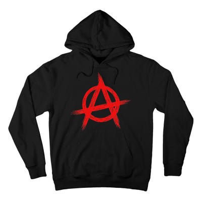 Red Anarchist Symbol Distressed Political Anarchy Rock Star Tall Hoodie