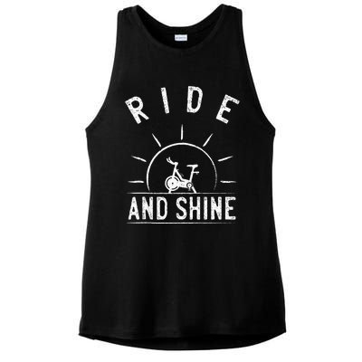 Ride And Shine Funny Indoor Spinning Spin Class Workout Gym Ladies PosiCharge Tri-Blend Wicking Tank