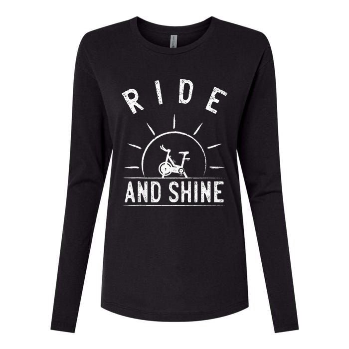 Ride And Shine Funny Indoor Spinning Spin Class Workout Gym Womens Cotton Relaxed Long Sleeve T-Shirt