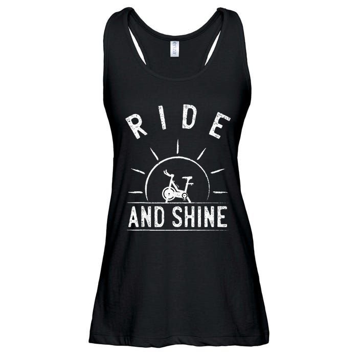 Ride And Shine Funny Indoor Spinning Spin Class Workout Gym Ladies Essential Flowy Tank