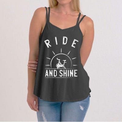 Ride And Shine Funny Indoor Spinning Spin Class Workout Gym Women's Strappy Tank