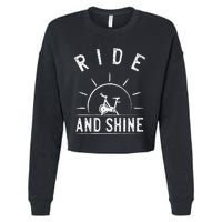 Ride And Shine Funny Indoor Spinning Spin Class Workout Gym Cropped Pullover Crew