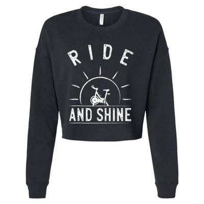 Ride And Shine Funny Indoor Spinning Spin Class Workout Gym Cropped Pullover Crew