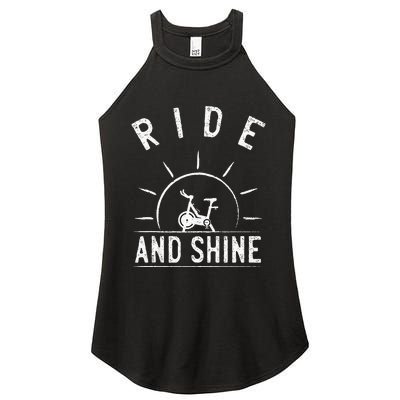 Ride And Shine Funny Indoor Spinning Spin Class Workout Gym Women’s Perfect Tri Rocker Tank