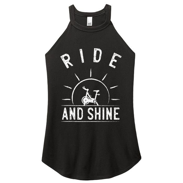 Ride And Shine Funny Indoor Spinning Spin Class Workout Gym Women's Perfect Tri Rocker Tank