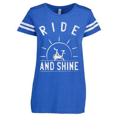 Ride And Shine Funny Indoor Spinning Spin Class Workout Gym Enza Ladies Jersey Football T-Shirt