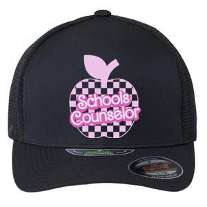 Retro Apple School Counselor Groovy Teacher Back To School Flexfit Unipanel Trucker Cap