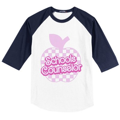 Retro Apple School Counselor Groovy Teacher Back To School Baseball Sleeve Shirt