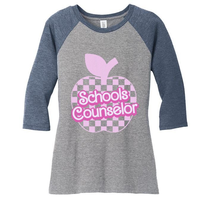 Retro Apple School Counselor Groovy Teacher Back To School Women's Tri-Blend 3/4-Sleeve Raglan Shirt