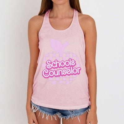 Retro Apple School Counselor Groovy Teacher Back To School Women's Knotted Racerback Tank