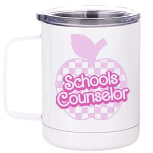 Retro Apple School Counselor Groovy Teacher Back To School 12 oz Stainless Steel Tumbler Cup