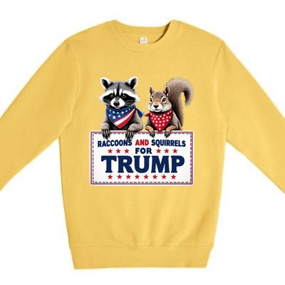 Raccoons And Squirrels For Trump Premium Crewneck Sweatshirt