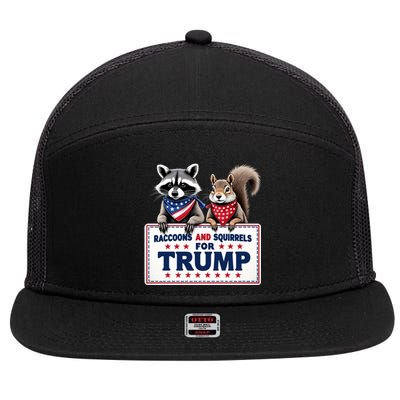 Raccoons And Squirrels For Trump 7 Panel Mesh Trucker Snapback Hat