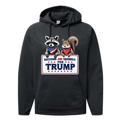 Raccoons And Squirrels For Trump Performance Fleece Hoodie