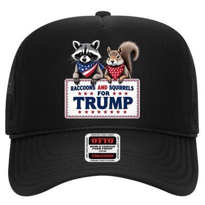 Raccoons And Squirrels For Trump High Crown Mesh Back Trucker Hat