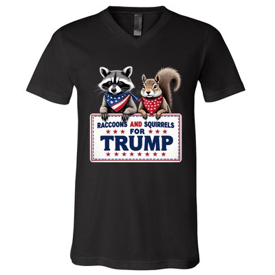 Raccoons And Squirrels For Trump V-Neck T-Shirt