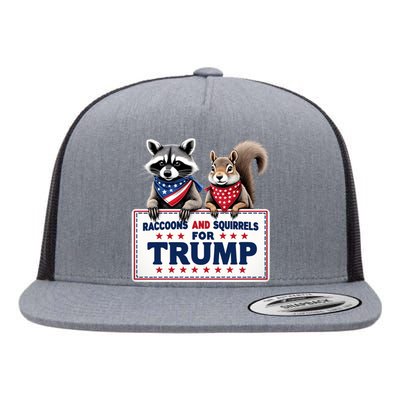 Raccoons And Squirrels For Trump Flat Bill Trucker Hat