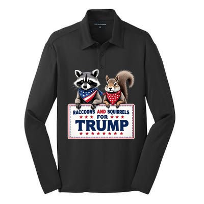 Raccoons And Squirrels For Trump Silk Touch Performance Long Sleeve Polo