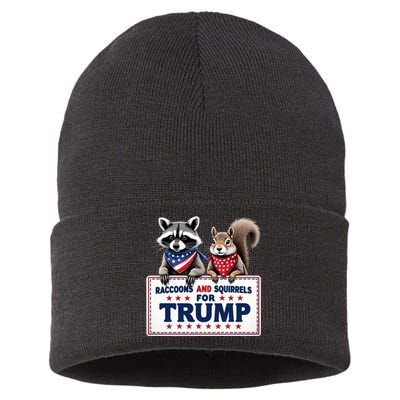 Raccoons And Squirrels For Trump Sustainable Knit Beanie